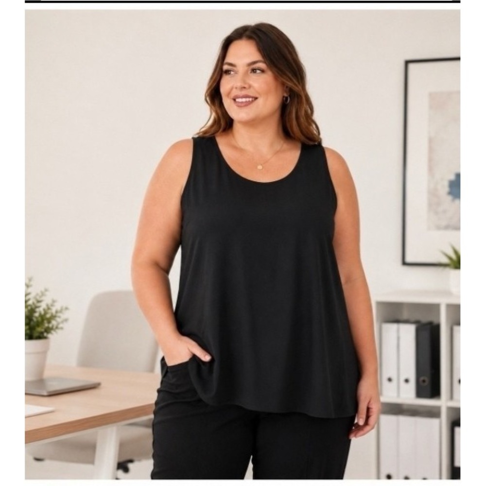 Avenue Top Women's 2X 18/20 Plus 100% Silk Tank Quiet Luxury Elevated Basic